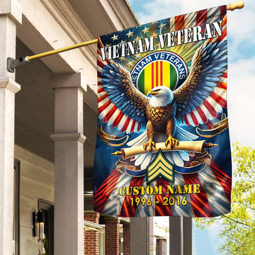 Premium Custom Name, Rank Vietnam Veteran Flag VPVC110306, Gift For Vietnam Veteran, American Flag, Patriotic Flag, Garden Flag, House Flag, Best Gifts On Father's Day, Independence Day, Veterans Day.