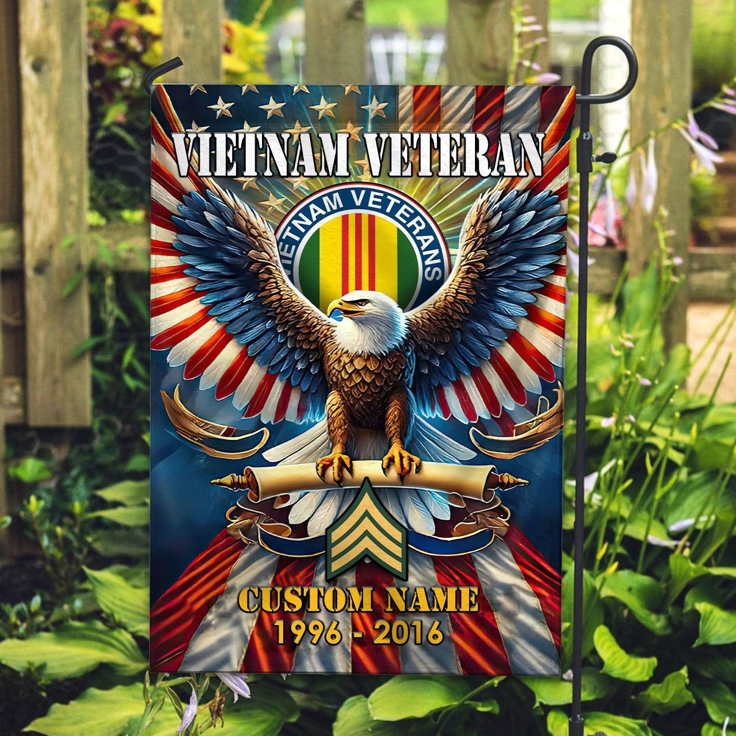 Premium Custom Name, Rank Vietnam Veteran Flag VPVC110306, Gift For Vietnam Veteran, American Flag, Patriotic Flag, Garden Flag, House Flag, Best Gifts On Father's Day, Independence Day, Veterans Day.