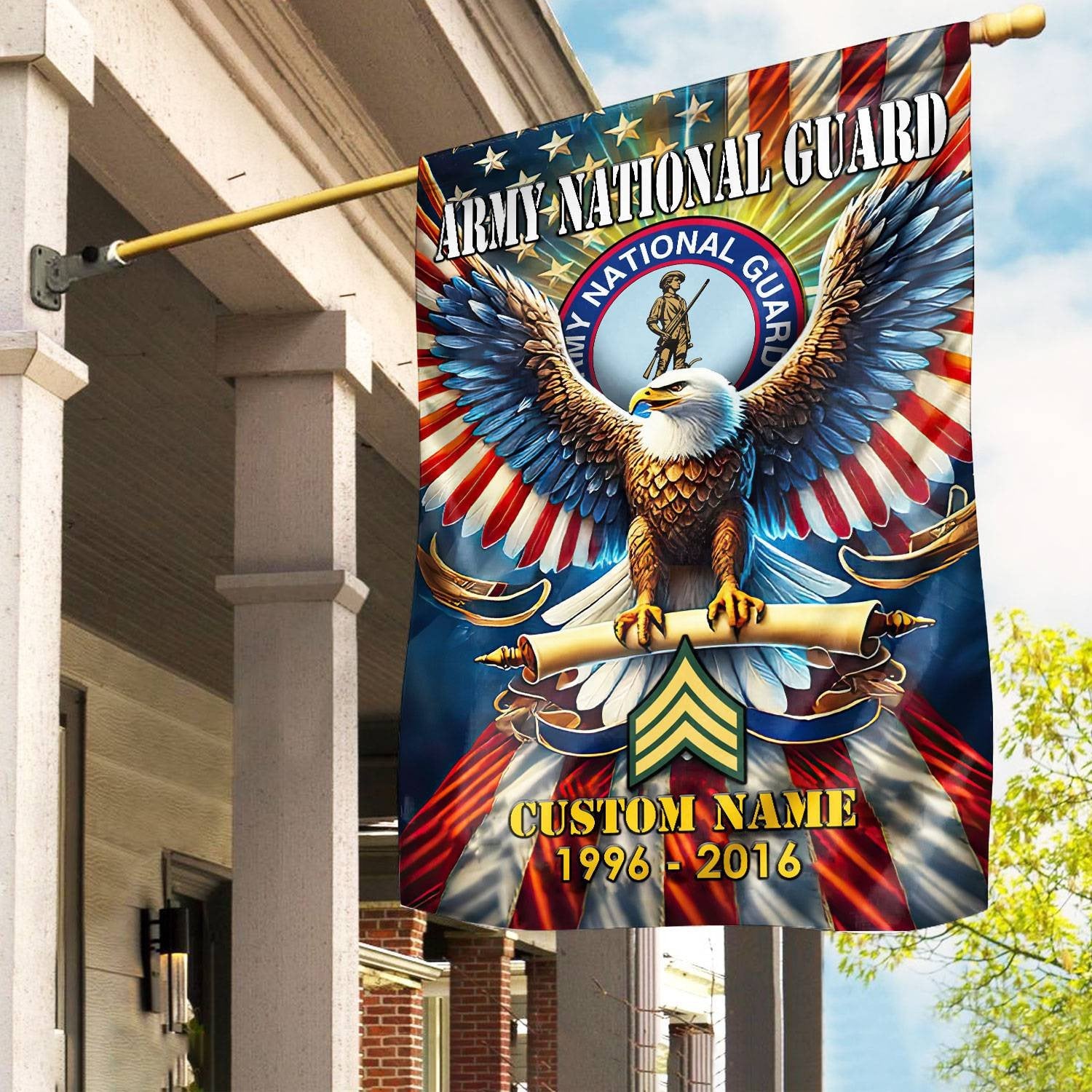 Premium Custom Name, Rank US Army National Guard Flag VPVC110308, Gift For Army National Guard Veteran, American Flag, Patriotic Flag, Garden Flag, House Flag, Best Gifts On Father's Day, Independence Day, Veterans Day.