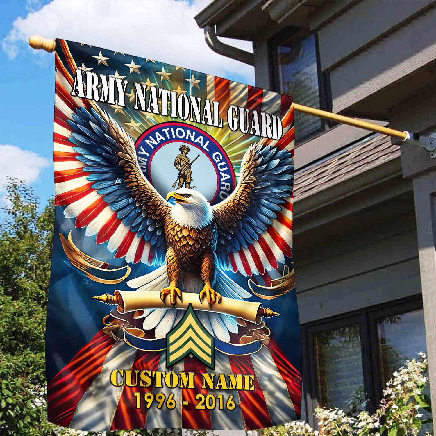 Premium Custom Name, Rank US Army National Guard Flag VPVC110308, Gift For Army National Guard Veteran, American Flag, Patriotic Flag, Garden Flag, House Flag, Best Gifts On Father's Day, Independence Day, Veterans Day.