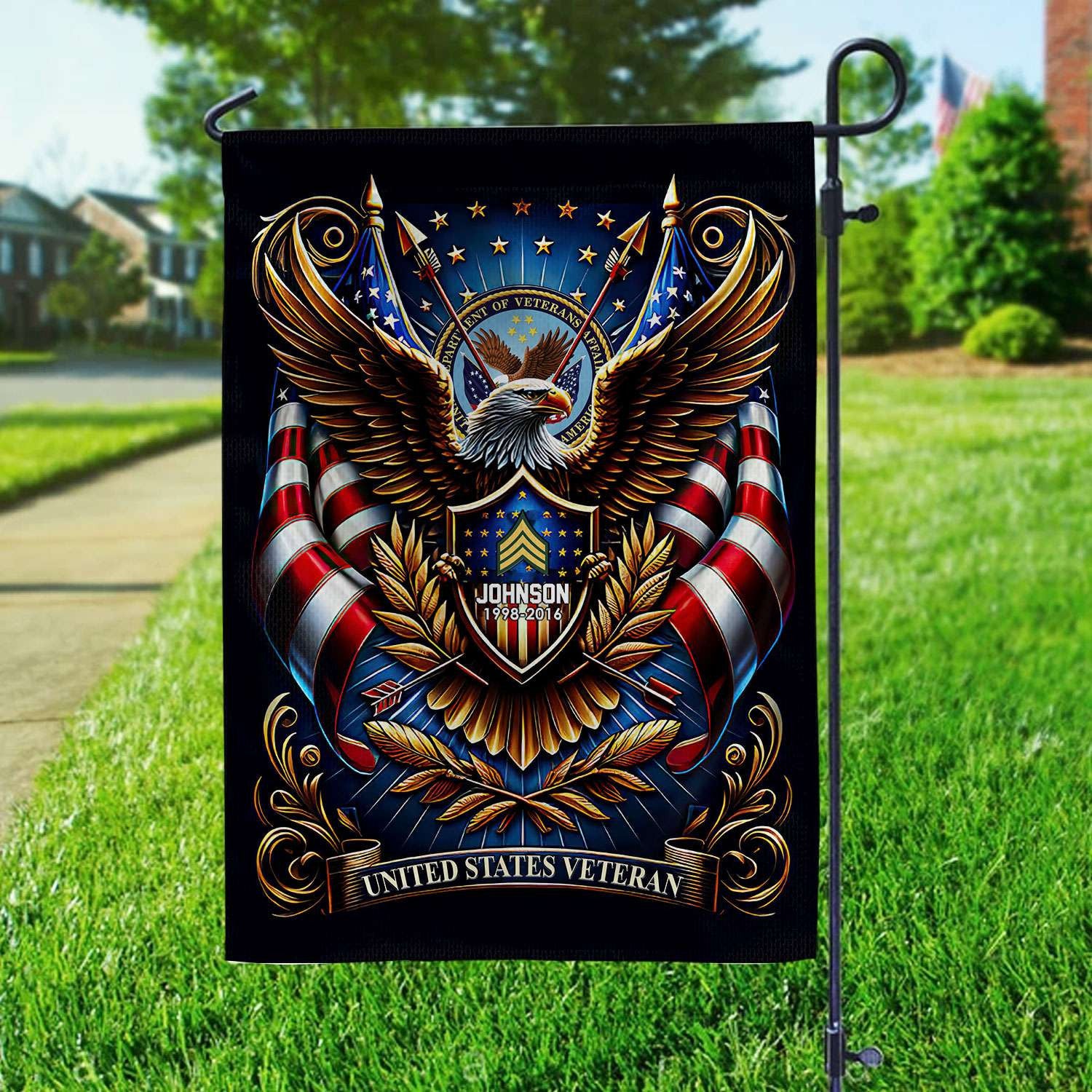 US Veteran Flag VPVC110407, Custom Name, Rank, Year, Gift For US Veteran, American Flag, Patriotic Flag, Garden Flag, House Flag, Best Gifts On Father's Day, Independence Day, Veterans Day.