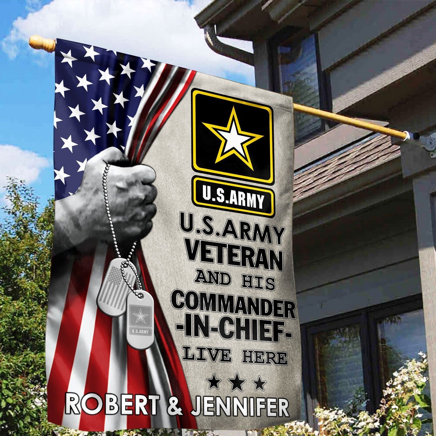 US Army Flag VPVC110501, Custom Name, Gift For Army Veteran, American Flag, Patriotic Flag, Garden Flag, House Flag, Best Gifts On Father's Day, Independence Day, Veterans Day.