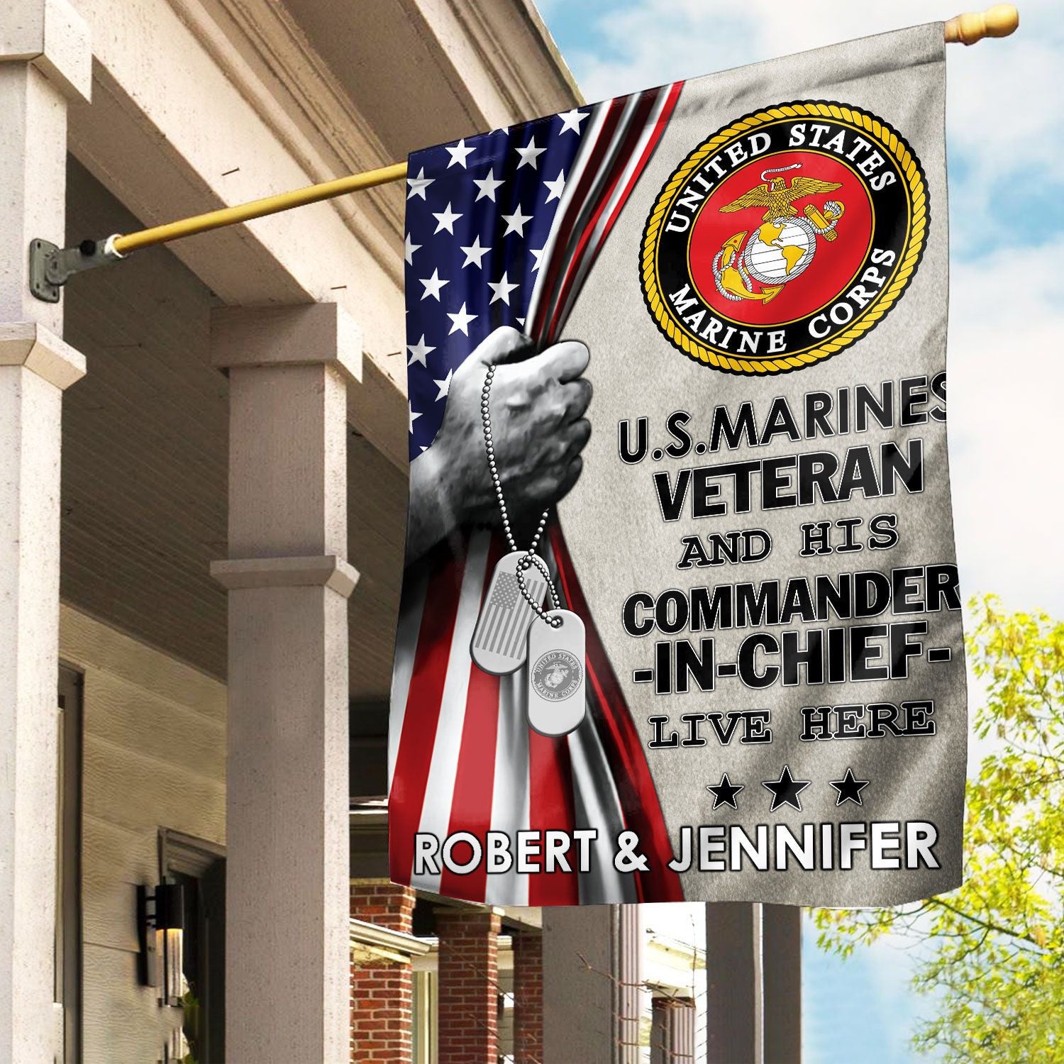 USMC Flag VPVC110503, Custom Name, Gift For Marine Veteran, American Flag, Patriotic Flag, Garden Flag, House Flag, Best Gifts On Father's Day, Independence Day, Veterans Day.