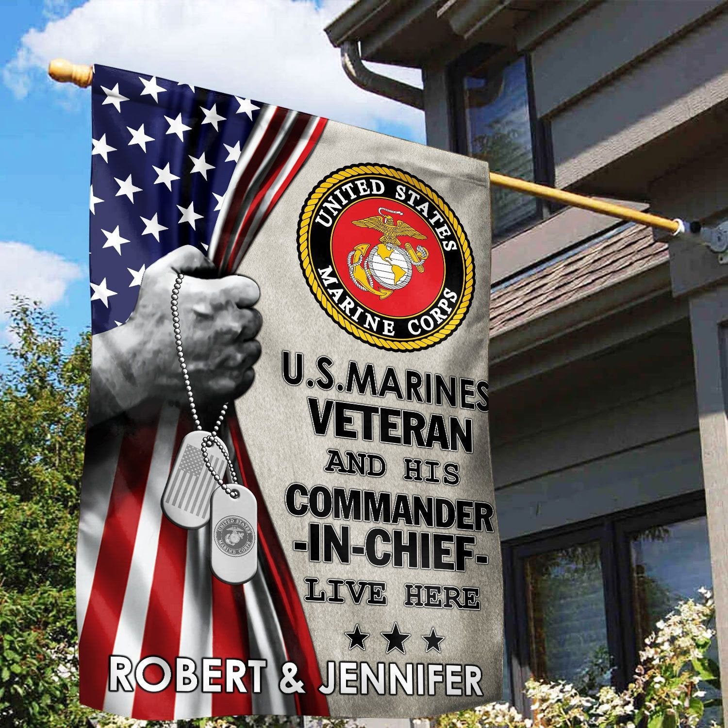 USMC Flag VPVC110503, Custom Name, Gift For Marine Veteran, American Flag, Patriotic Flag, Garden Flag, House Flag, Best Gifts On Father's Day, Independence Day, Veterans Day.