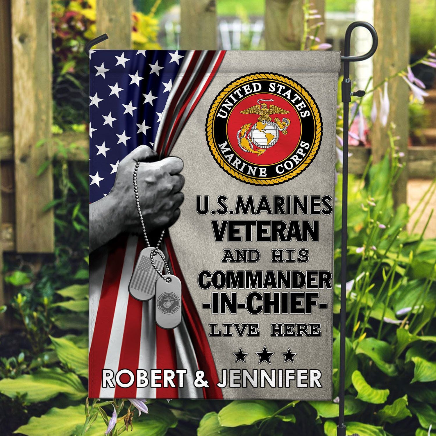 USMC Flag VPVC110503, Custom Name, Gift For Marine Veteran, American Flag, Patriotic Flag, Garden Flag, House Flag, Best Gifts On Father's Day, Independence Day, Veterans Day.