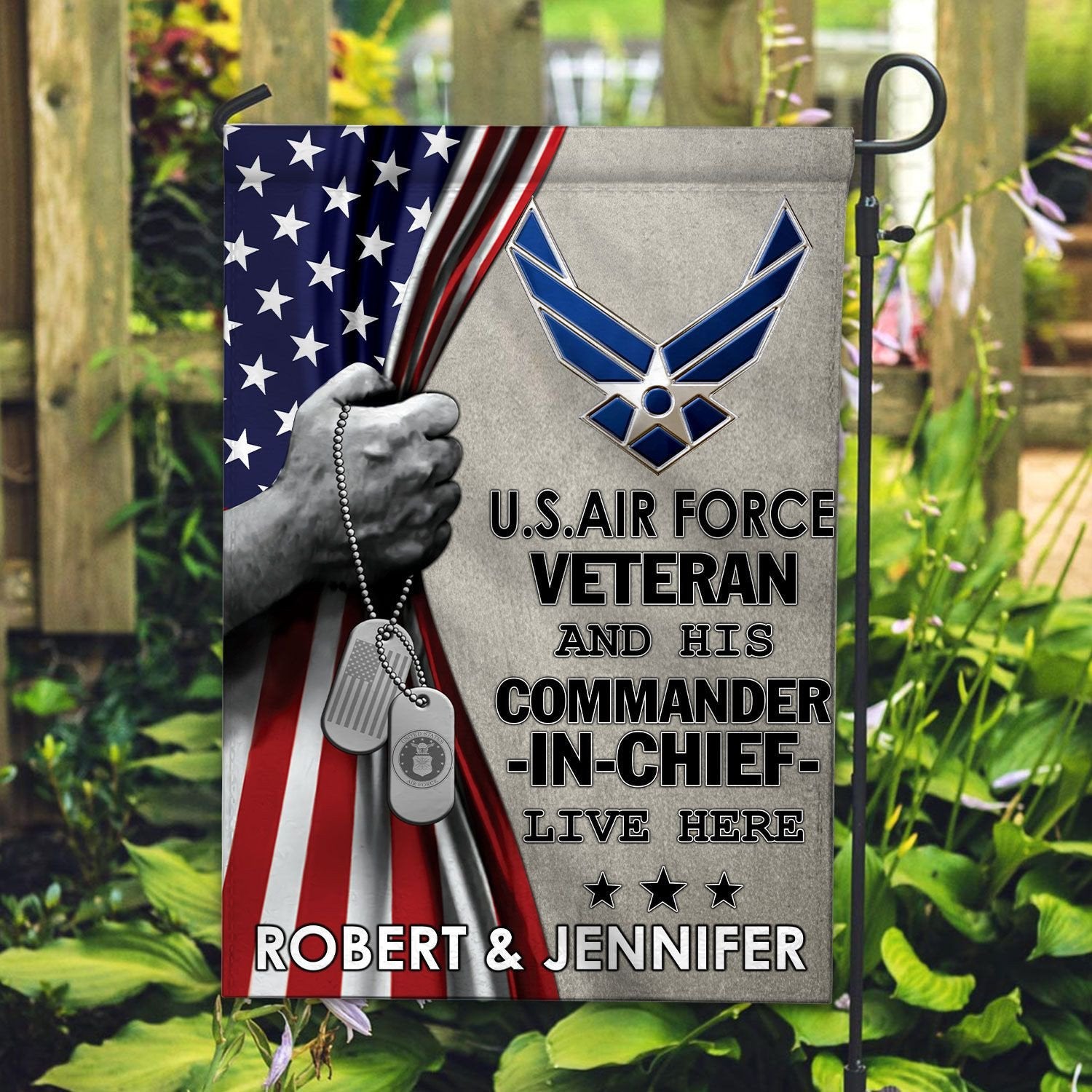 USAF Flag VPVC110504, Custom Name, Gift For Air Force Veteran, American Flag, Patriotic Flag, Garden Flag, House Flag, Best Gifts On Father's Day, Independence Day, Veterans Day.