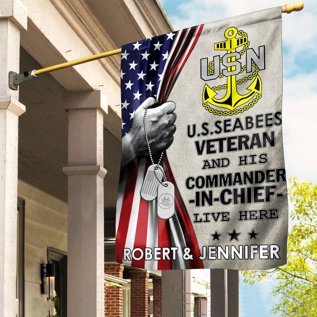 US Seabees Veteran Flag VPVC110509, Custom Name, Gift For Seabees Veteran, American Flag, Patriotic Flag, Garden Flag, House Flag, Best Gifts On Father's Day, Independence Day, Veterans Day.