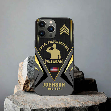 Unique Custom Name, Rank, Year, US Veteran Phone Case VPVC506807, Gifts For US Veteran, Best Gifts On Father's Day, Independence Day, Veterans Day.