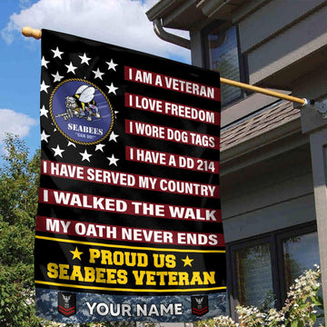 US Seabees Veteran Flag VPVC112009, Custom Name, Rank, Gift For Seabees Veteran, American Flag, Patriotic Flag, Garden Flag, House Flag