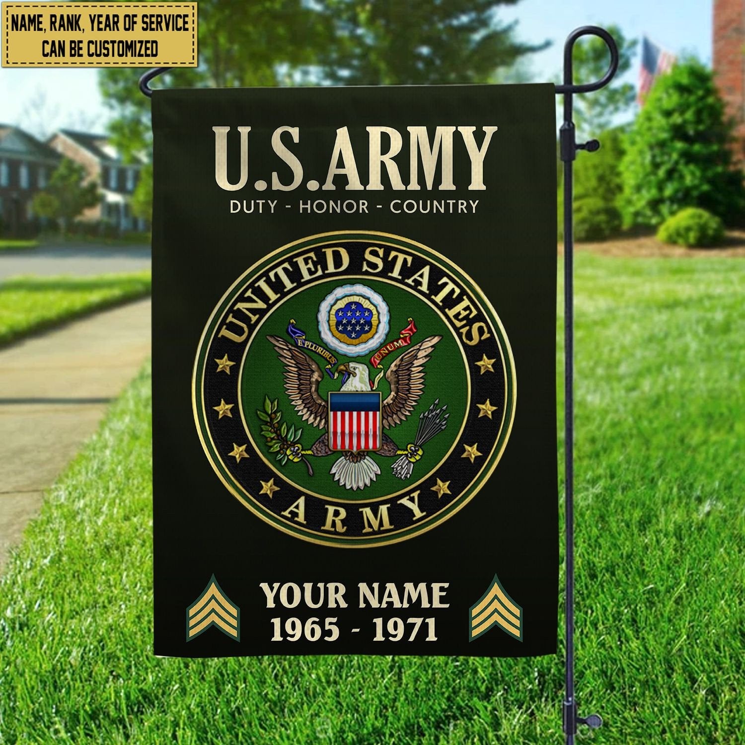 US Army Flag VPVC112201, Custom Name, Rank, Year, Gift For Army Veteran, American Flag, Patriotic Flag, Garden Flag, House Flag