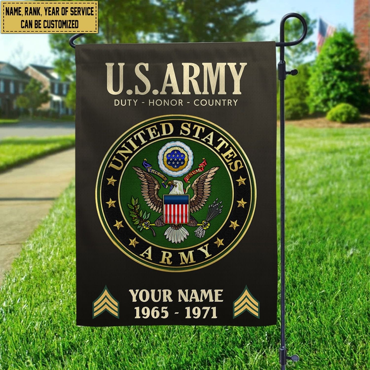 US Army Flag VPVC112210, Custom Name, Rank, Year, Gift For Army Veteran, American Flag, Patriotic Flag, Garden Flag, House Flag