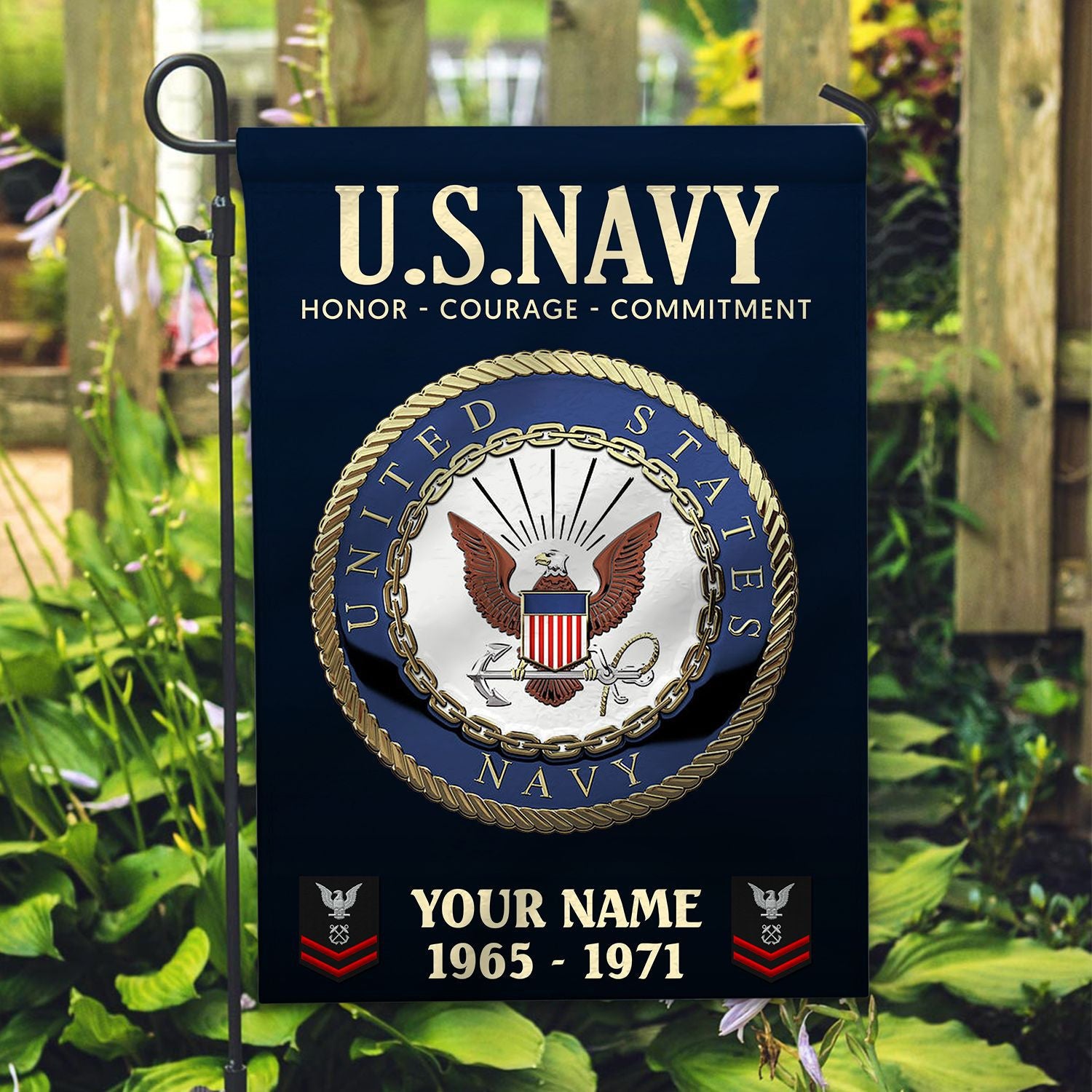 US Navy Flag VPVC112202, Custom Name, Rank, Year, Gift For Navy Veteran, American Flag, Patriotic Flag, Garden Flag, House Flag