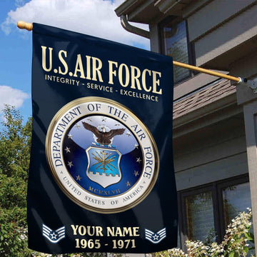 USAF Flag VPVC112212, Custom Name, Rank, Year, Gift For Air Force Veteran, American Flag, Patriotic Flag, Garden Flag, House Flag