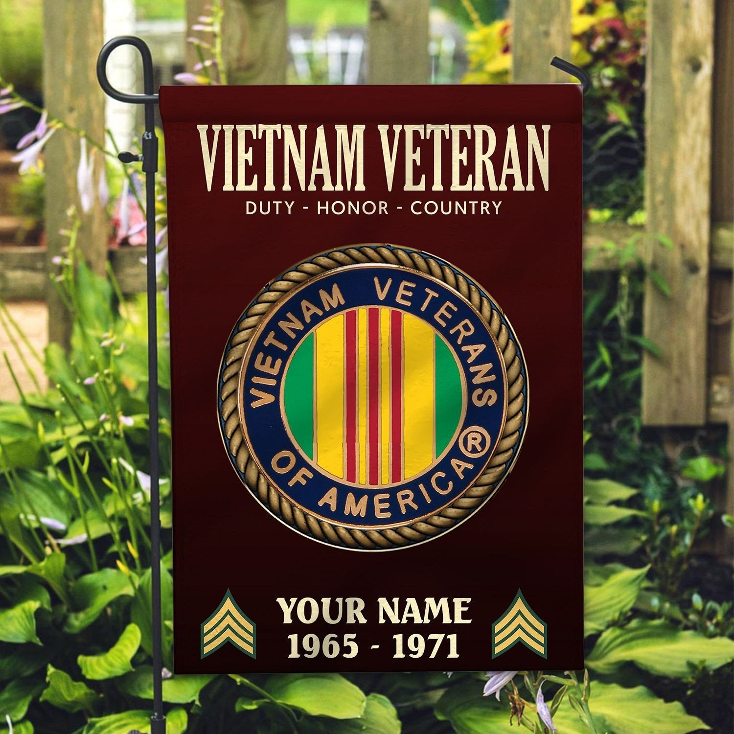 Vietnam Veteran Flag VPVC112206, Custom Name, Rank, Year, Gift For Vietnam Veteran, American Flag, Patriotic Flag, Garden Flag, House Flag