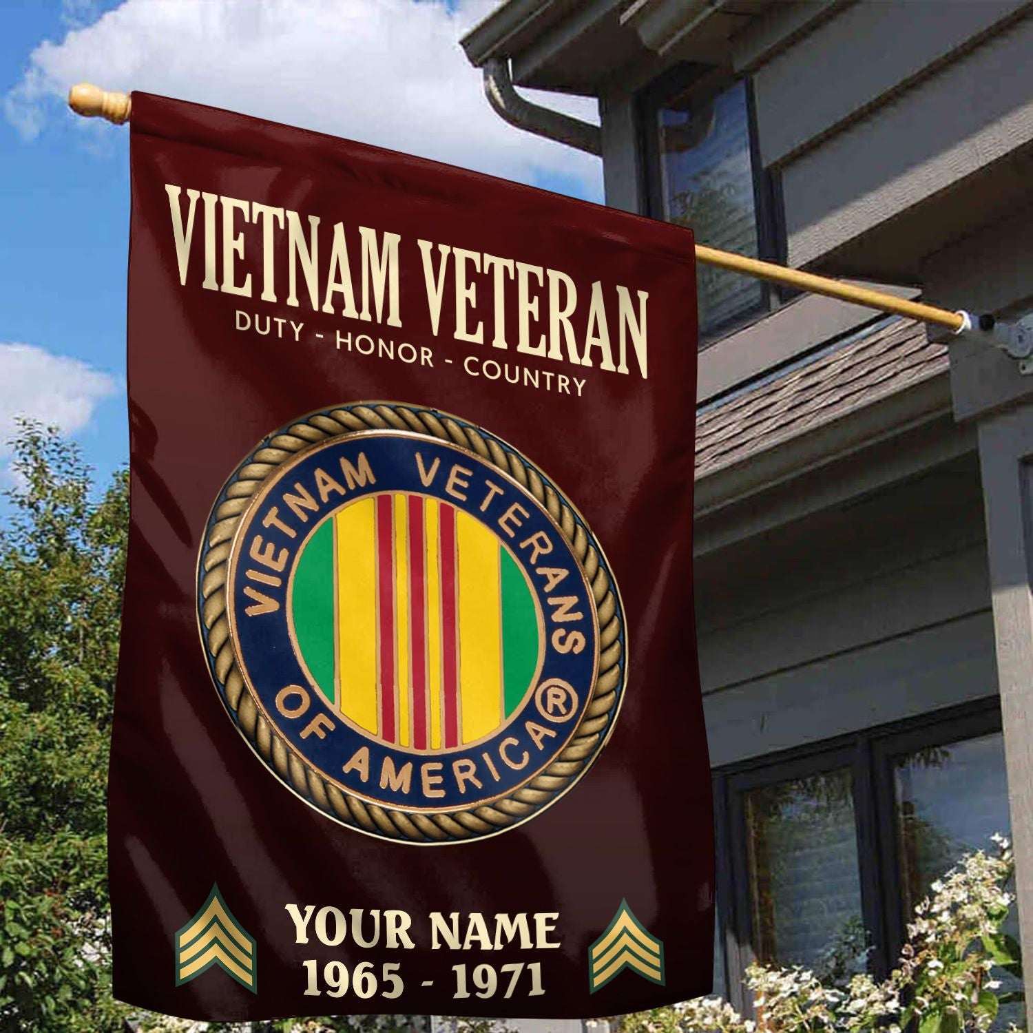 Vietnam Veteran Flag VPVC112206, Custom Name, Rank, Year, Gift For Vietnam Veteran, American Flag, Patriotic Flag, Garden Flag, House Flag