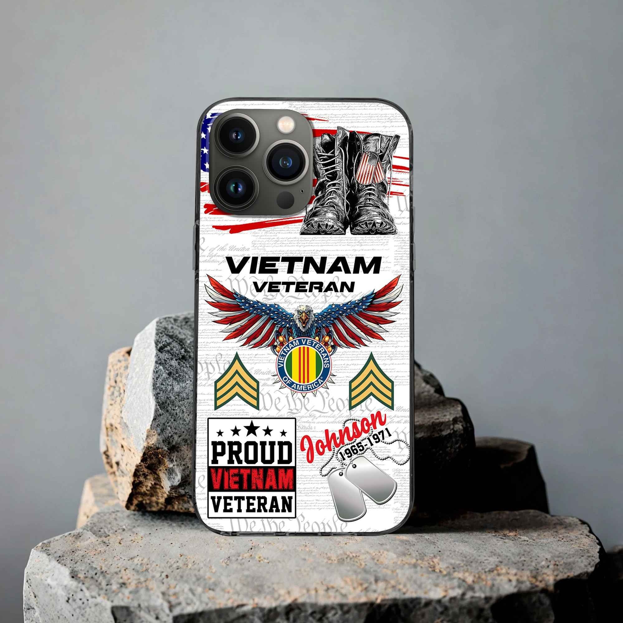 Unique Custom Name, Rank, Year, Vietnam Veteran Phone Case VPVC507306, Gifts For Vietnam Veteran, Best Gifts On Father's Day, Independence Day, Veterans Day.