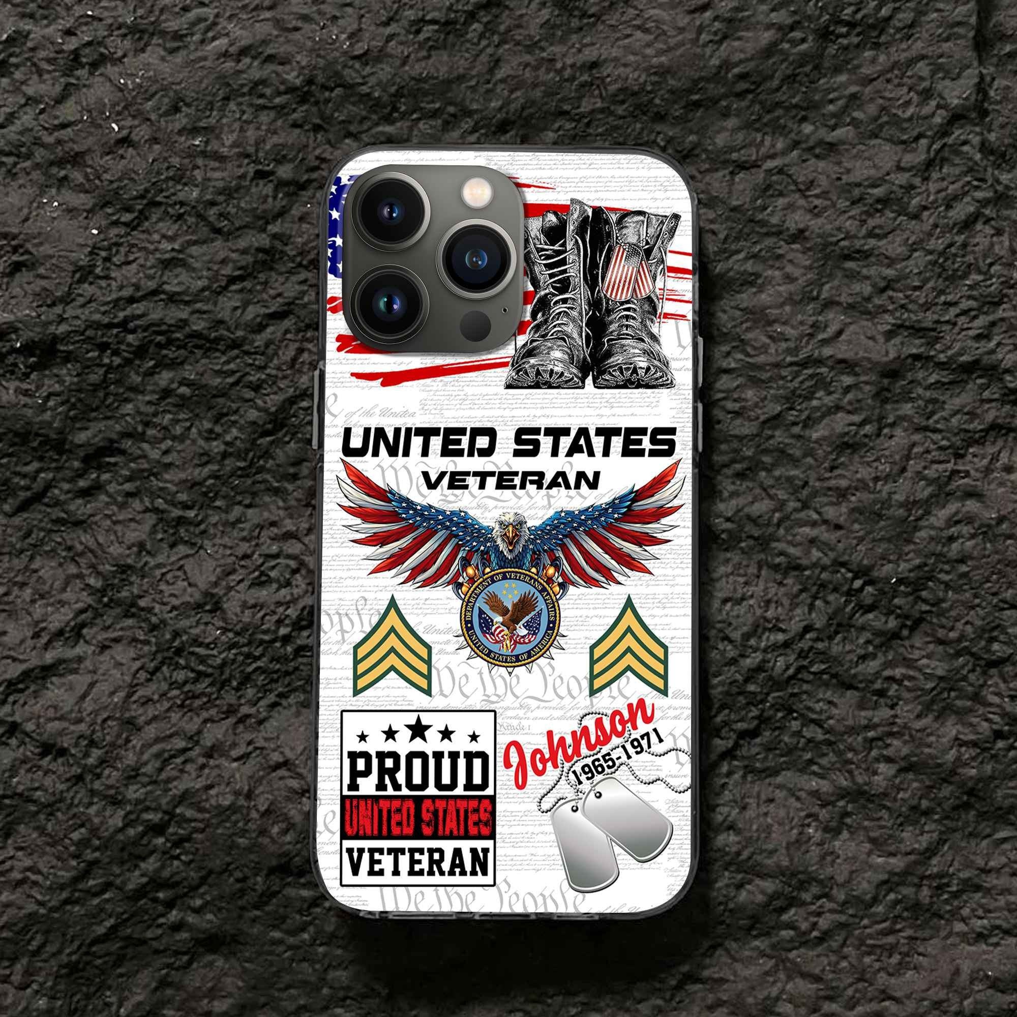 Unique Custom Name, Rank, Year, US Veteran Phone Case VPVC507307, Gifts For US Veteran, Best Gifts On Father's Day, Independence Day, Veterans Day.
