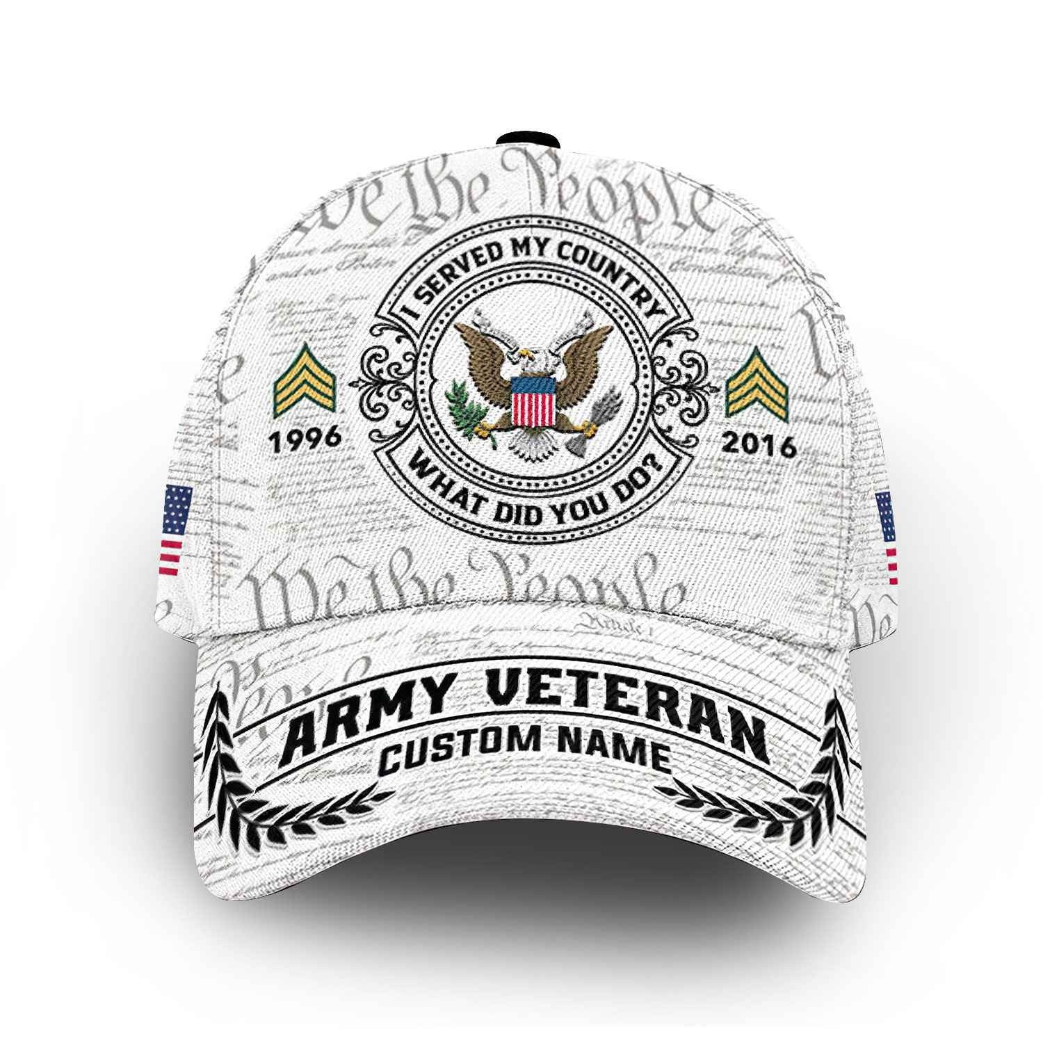 Unique Custom Name, Rank, Year, US Army Cap VPVC014306, Gifts For Army Veteran, Best Gifts On Father's Day, Independence Day, Veterans Day.