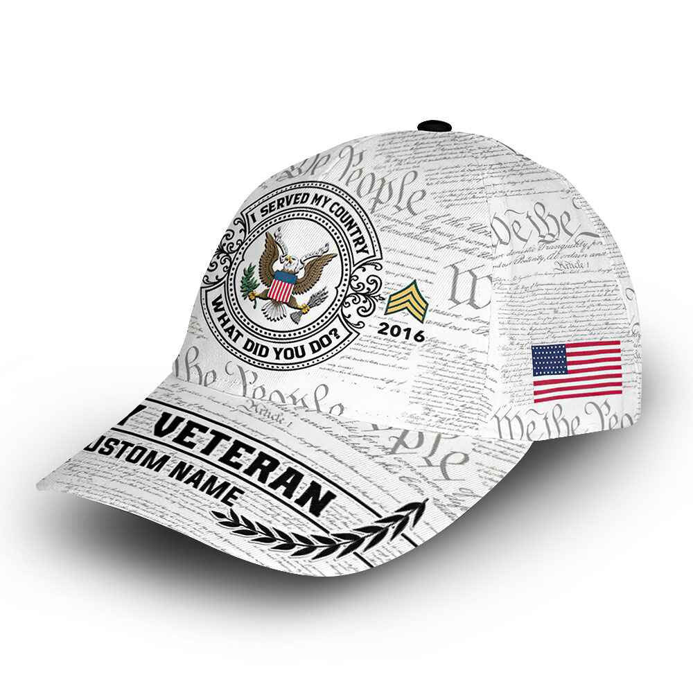 Unique Custom Name, Rank, Year, US Army Cap VPVC014306, Gifts For Army Veteran, Best Gifts On Father's Day, Independence Day, Veterans Day.