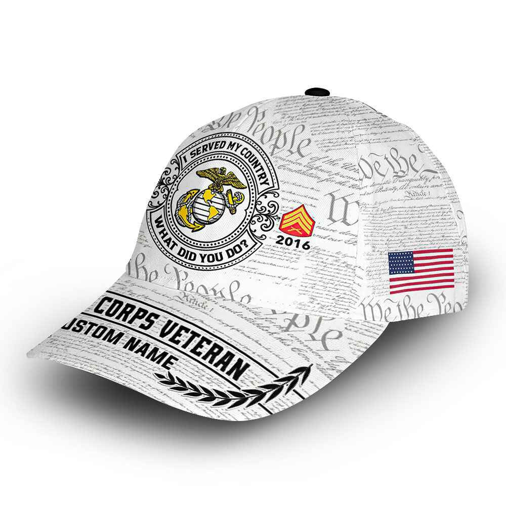Unique Custom Name, Rank, Year, USMC Cap VPVC014308, Gifts For Marine Veteran, Best Gifts On Father's Day, Independence Day, Veterans Day.