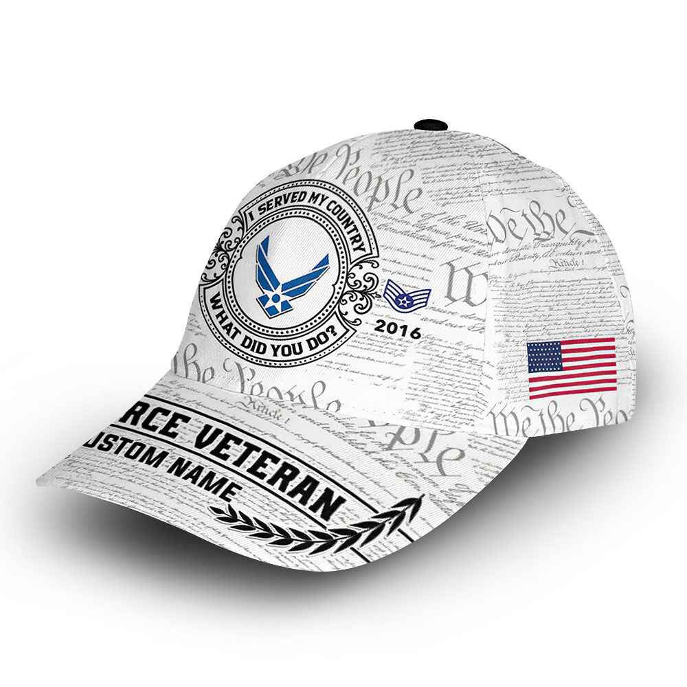 Unique Custom Name, Rank, Year, USAF Cap VPVC014309, Gifts For Air Force Veteran, Best Gifts On Father's Day, Independence Day, Veterans Day.
