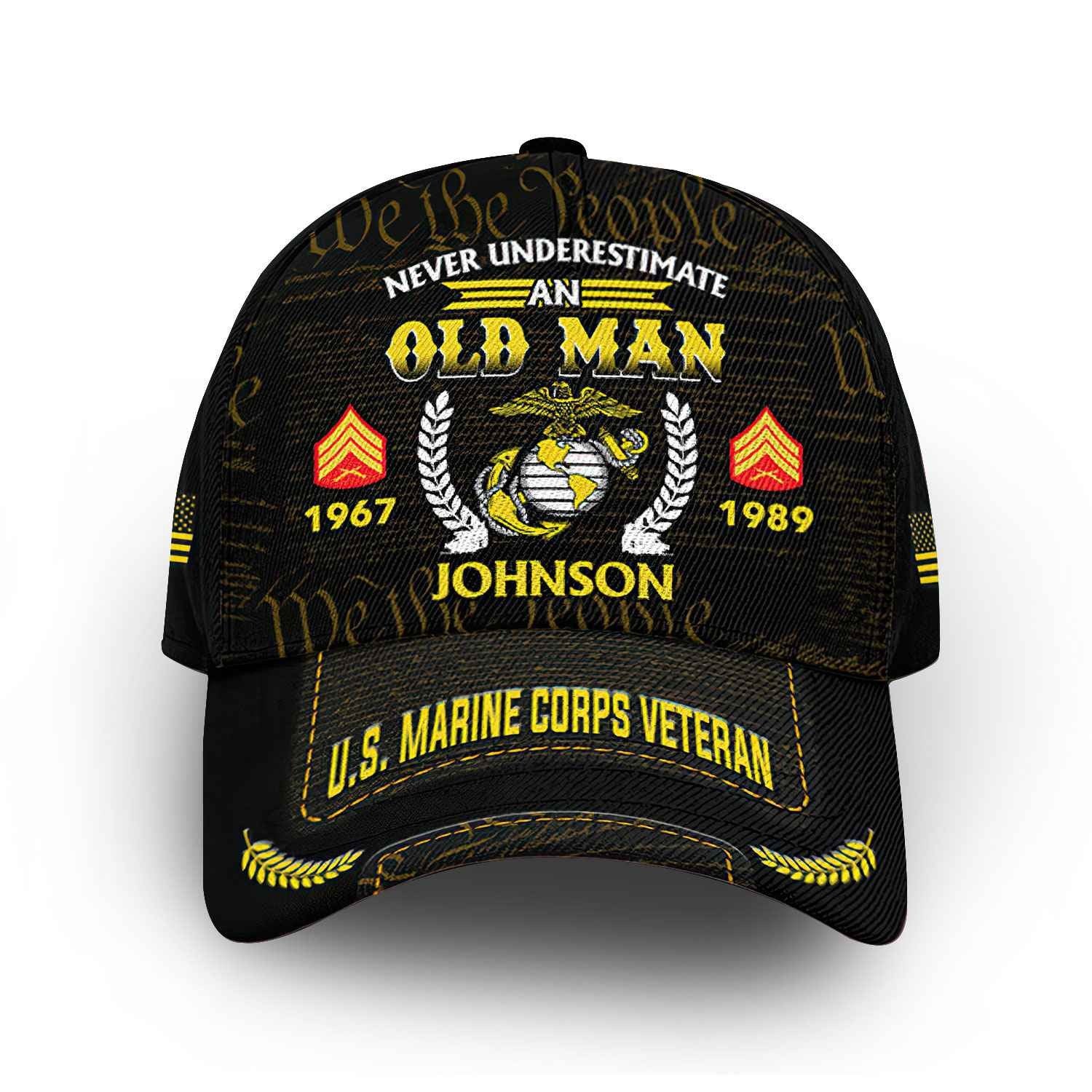 Premium Custom USMC Cap VPVC014403, Gifts For Marine Veteran, Best Gifts On Father's Day, Armed Forces Day, Independence Day, Veterans Day.