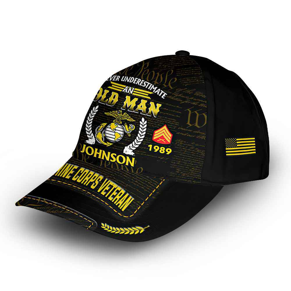 Premium Custom USMC Cap VPVC014403, Gifts For Marine Veteran, Best Gifts On Father's Day, Armed Forces Day, Independence Day, Veterans Day.