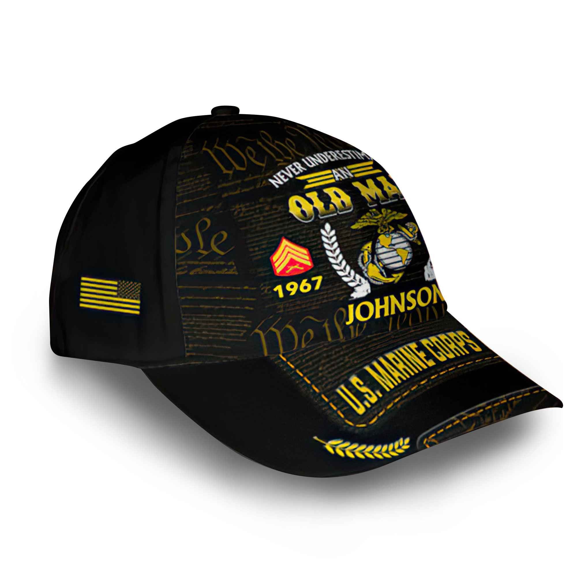 Premium Custom USMC Cap VPVC014403, Gifts For Marine Veteran, Best Gifts On Father's Day, Armed Forces Day, Independence Day, Veterans Day.