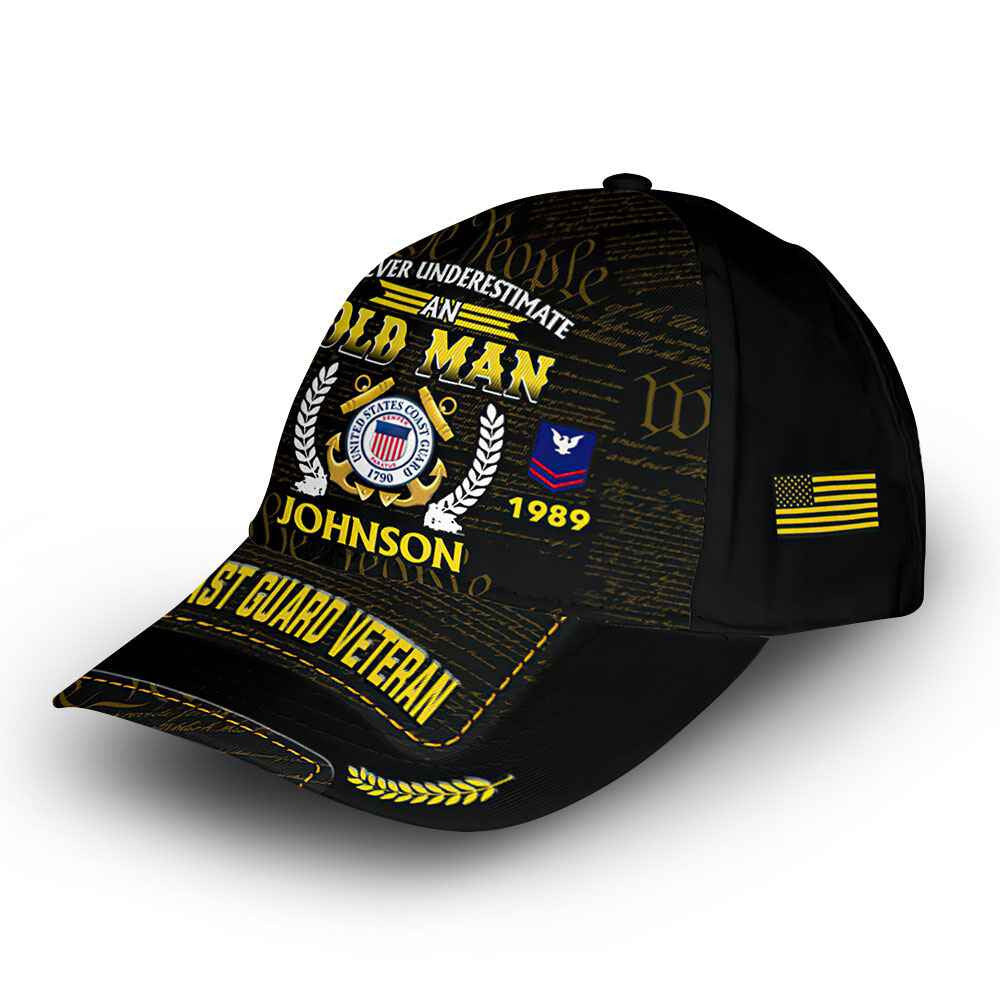 Premium Custom USCG Cap VPVC014405, Gifts For Coast Guard Veteran, Best Gifts On Father's Day, Armed Forces Day, Independence Day, Veterans Day.