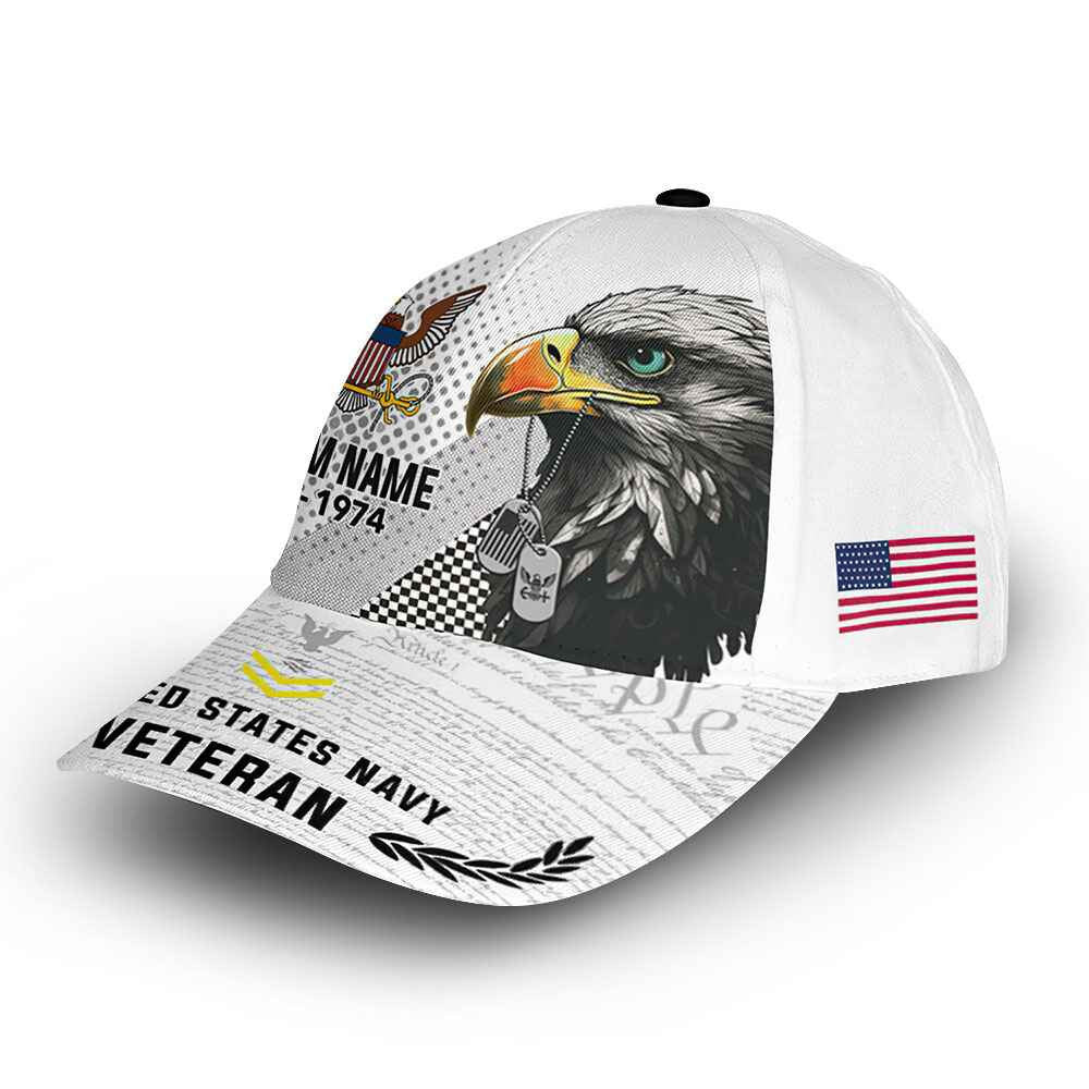 Premium US Navy Cap VPVC014502, Custom Name, Rank, Year, Gifts For Navy Veteran, Best Gifts On Father's Day, Armed Forces Day, Independence Day, Veterans Day.
