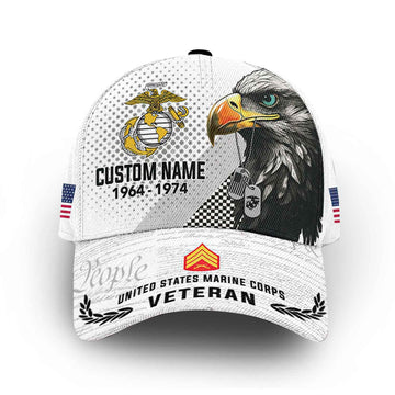 Premium USMC Cap VPVC014503, Custom Name, Rank, Year, Gifts For Marine Veteran, Best Gifts On Father's Day, Armed Forces Day, Independence Day, Veterans Day.