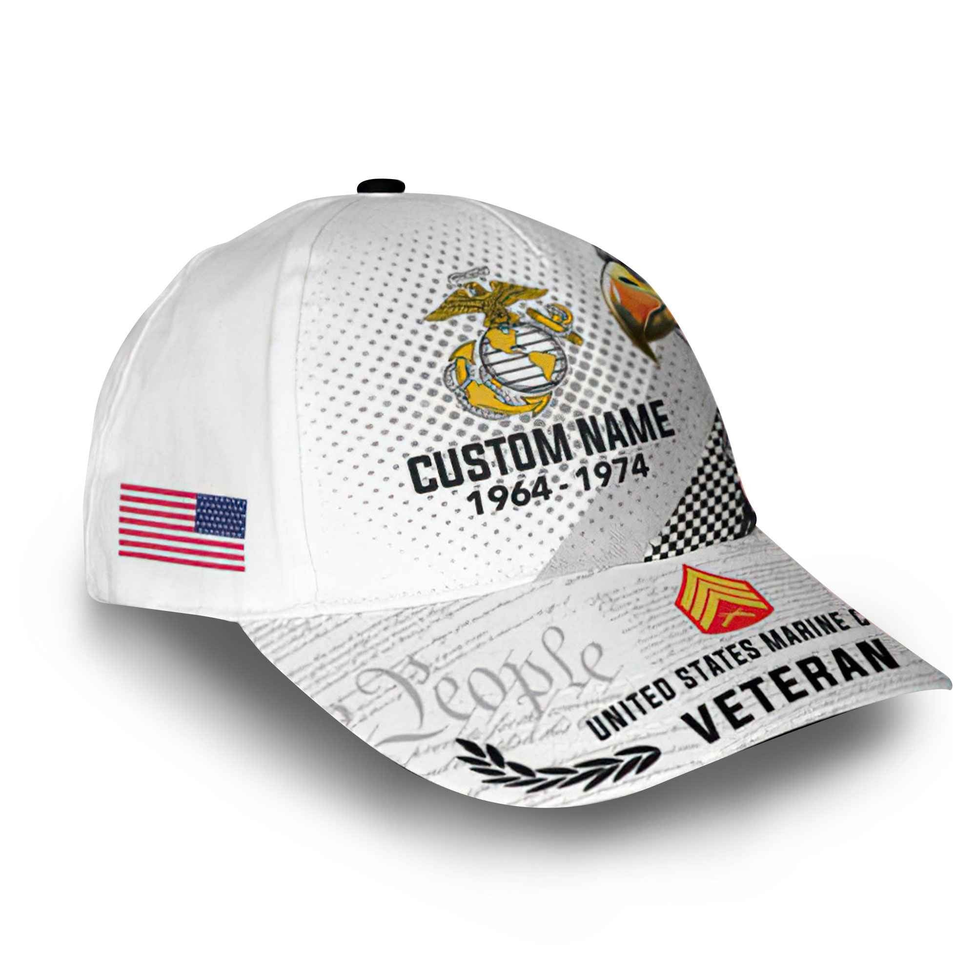Premium USMC Cap VPVC014503, Custom Name, Rank, Year, Gifts For Marine Veteran, Best Gifts On Father's Day, Armed Forces Day, Independence Day, Veterans Day.