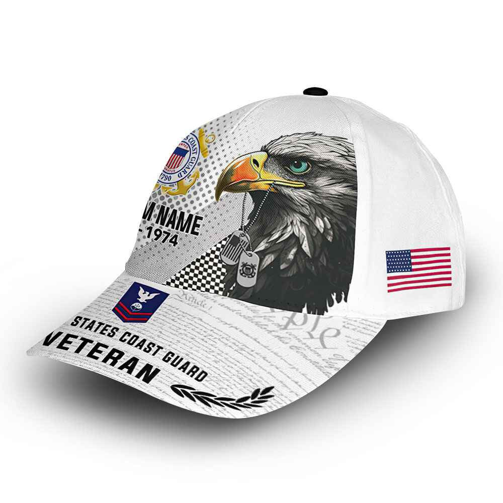 Premium USCG Cap VPVC014505, Custom Name, Rank, Year, Gifts For Coast Guard Veteran, Best Gifts On Father's Day, Armed Forces Day, Independence Day, Veterans Day.