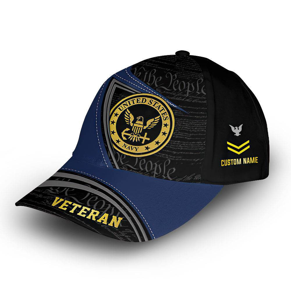 Unique Custom Name, Rank, US Navy Cap VPVC014602, Gifts For Navy Veteran, Best Gifts On Father's Day, Independence Day, Veterans Day.