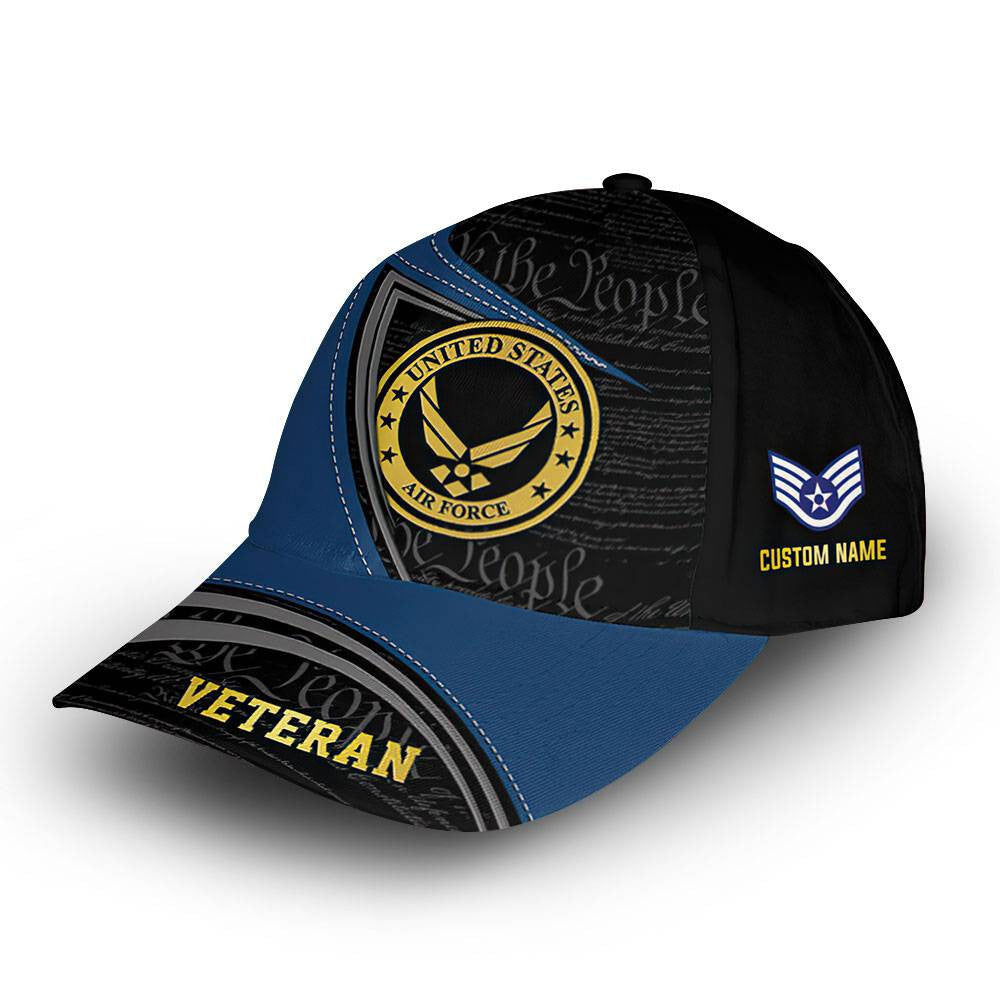 Unique Custom Name, Rank, USAF Cap VPVC014604, Gifts For Air Force Veteran, Best Gifts On Father's Day, Independence Day, Veterans Day.