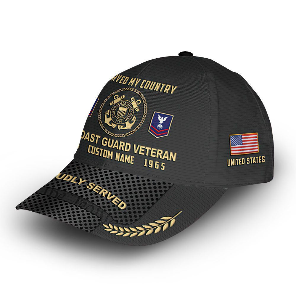 USCG Custom Cap VPVC014705, Gifts For Coast Guard Veteran, Best Gifts On Father's Day, Armed Forces Day, Independence Day, Veterans Day.