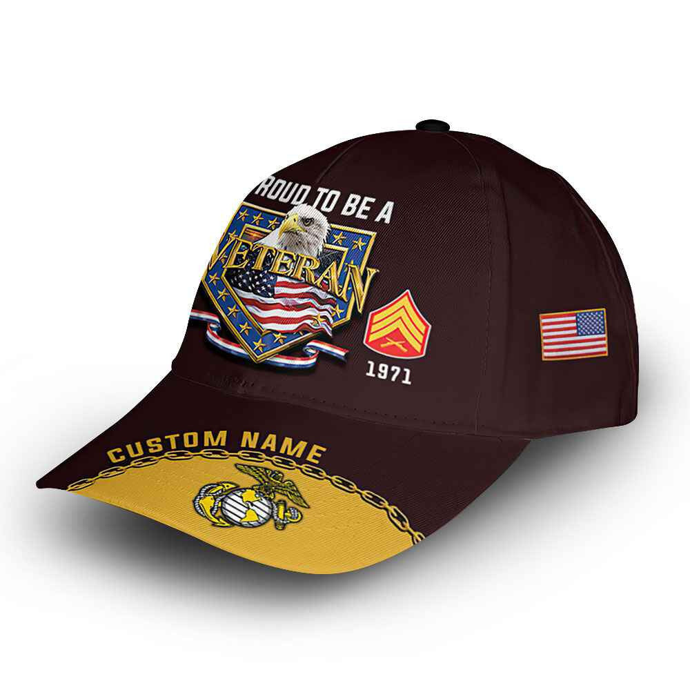 Premium USMC Cap VPVC014708, Custom Name, Rank, Year, Gifts For Marine Veteran, Best Gifts On Father's Day, Armed Forces Day, Independence Day, Veterans Day.