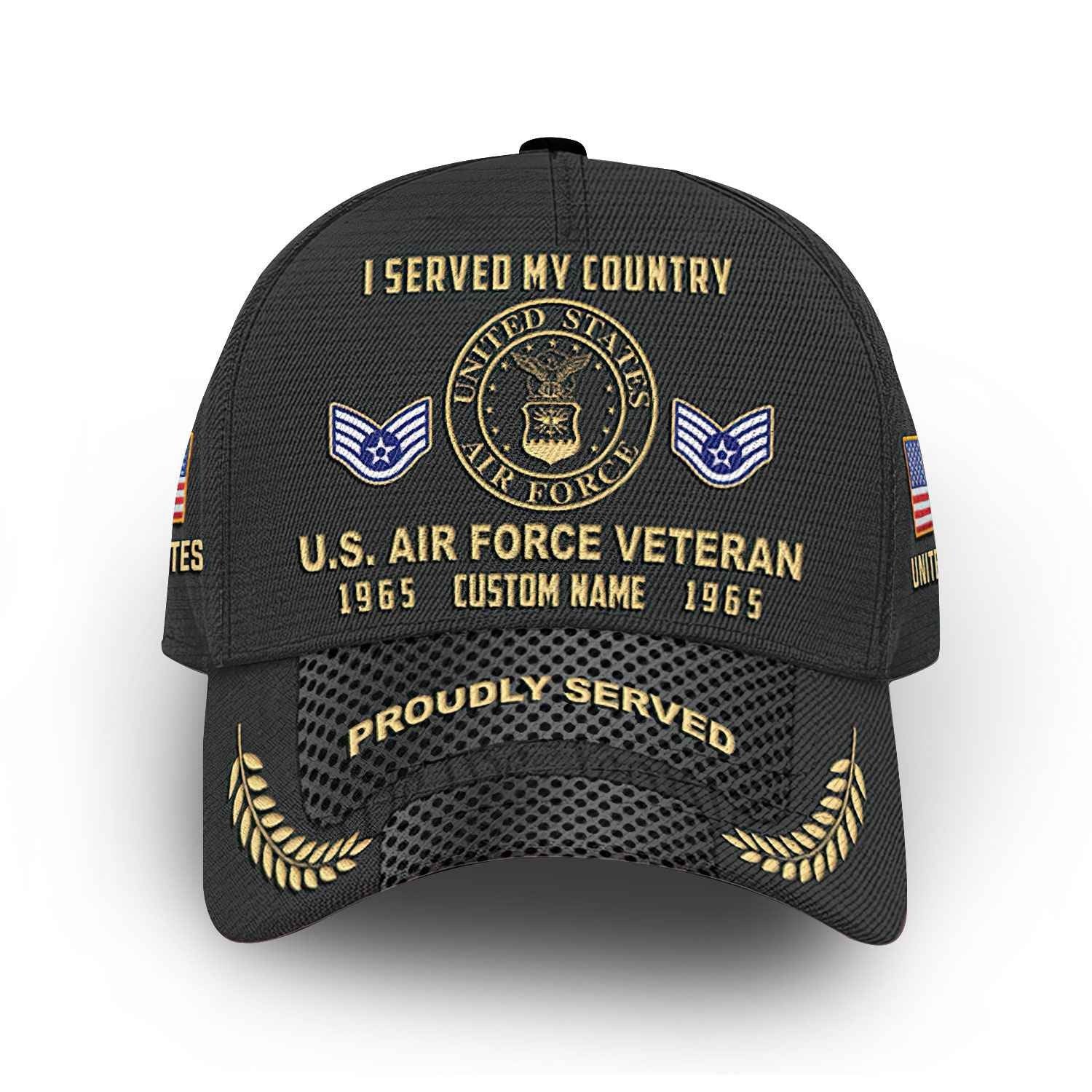 Premium Custom USAF Cap VPVC014804, Gifts For Air Force Veteran, Best Gifts On Father's Day, Armed Forces Day, Independence Day, Veterans Day.