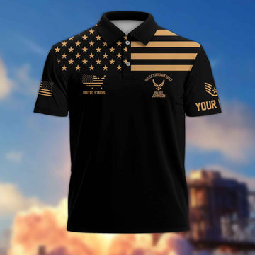 USAF Custom Polo Shirt VPVC214004, Gifts For Air Force Veteran, Best Gifts On Father's Day, Armed Forces Day, Independence Day, Veterans Day.