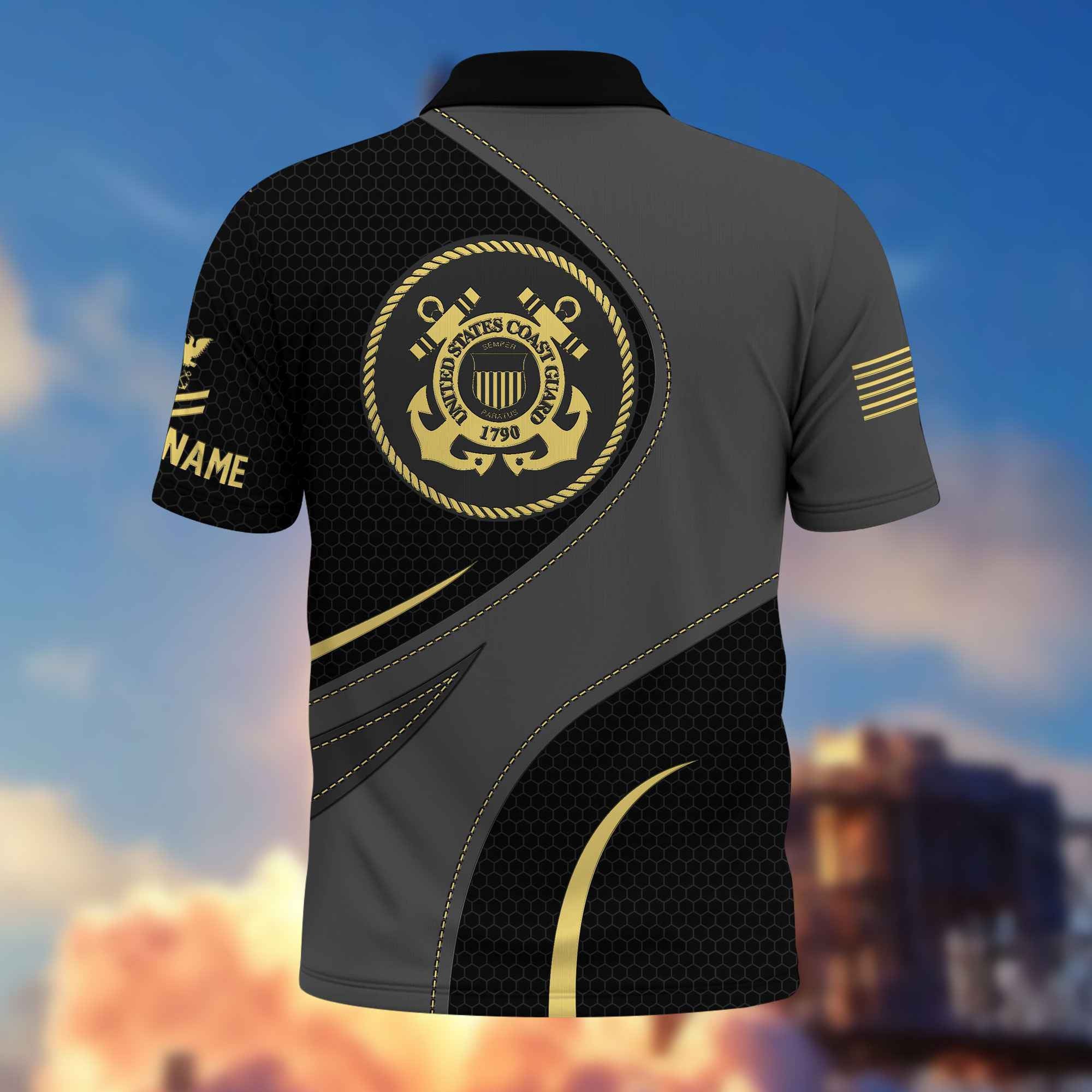 Unique Custom Name, Rank, USCG Polo Shirt VPVC214305, Gifts For Coast Guard Veteran, Best Gifts On Father's Day, Independence Day, Veterans Day.