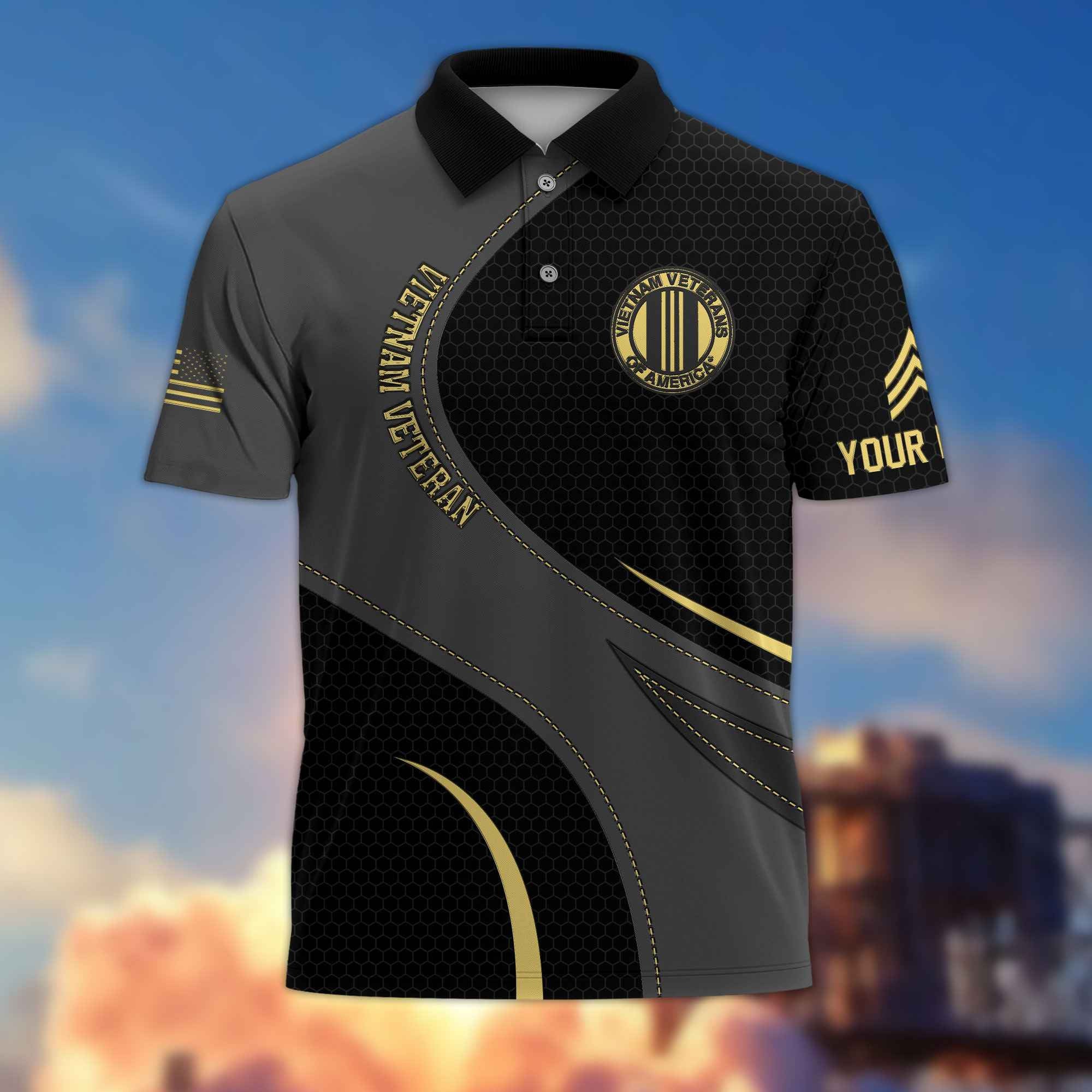 Unique Custom Name, Rank, Vietnam Veteran Polo Shirt VPVC214306, Gifts For Vietnam Veteran, Best Gifts On Father's Day, Independence Day, Veterans Day.