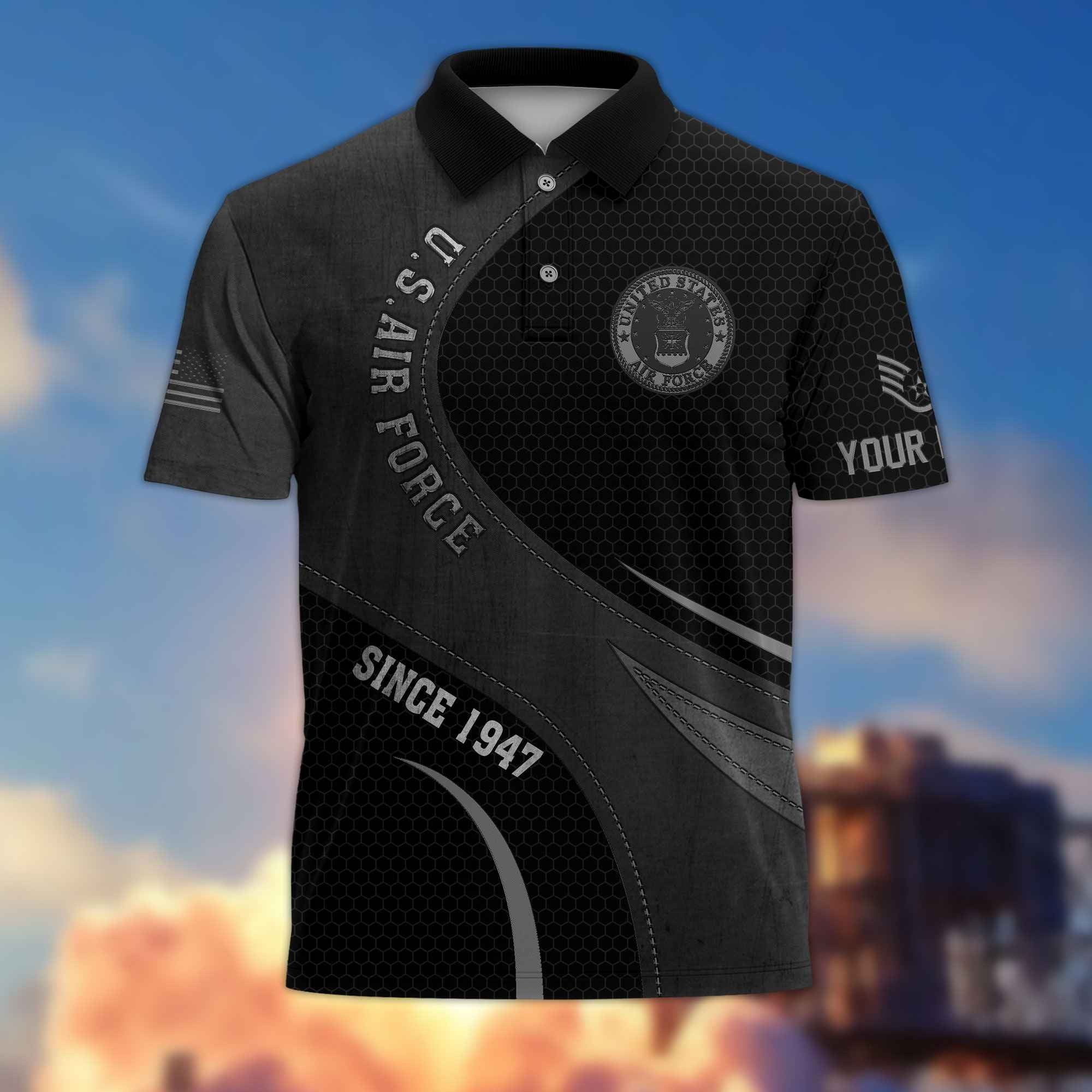 USAF Custom Polo Shirt VPVC214404, Gifts For Air Force Veteran, Best Gifts On Father's Day, Armed Forces Day, Independence Day, Veterans Day.
