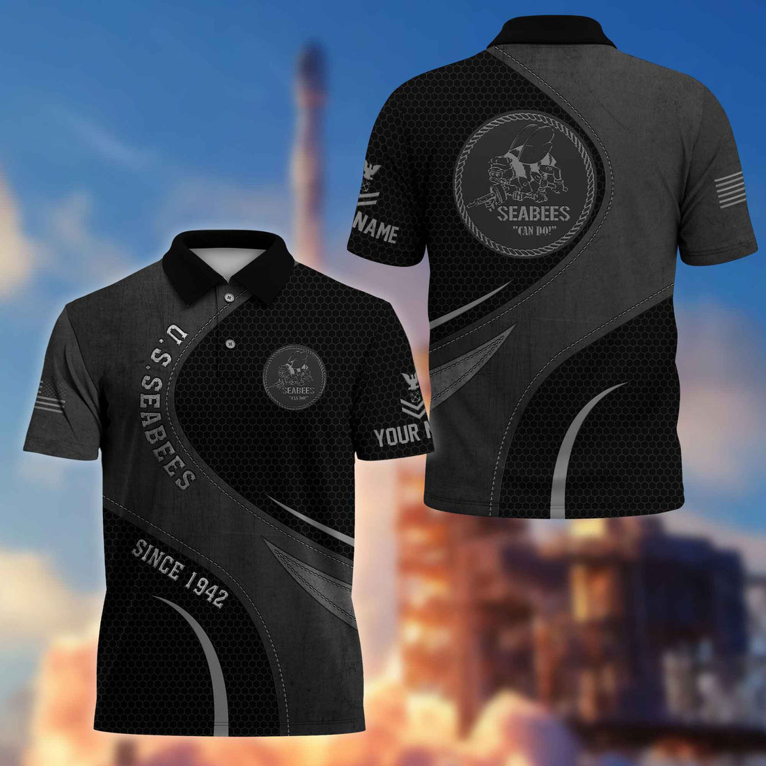 US Seabees Custom Polo Shirt VPVC214409, Gifts For Seabees Veteran, Best Gifts On Father's Day, Armed Forces Day, Independence Day, Veterans Day.