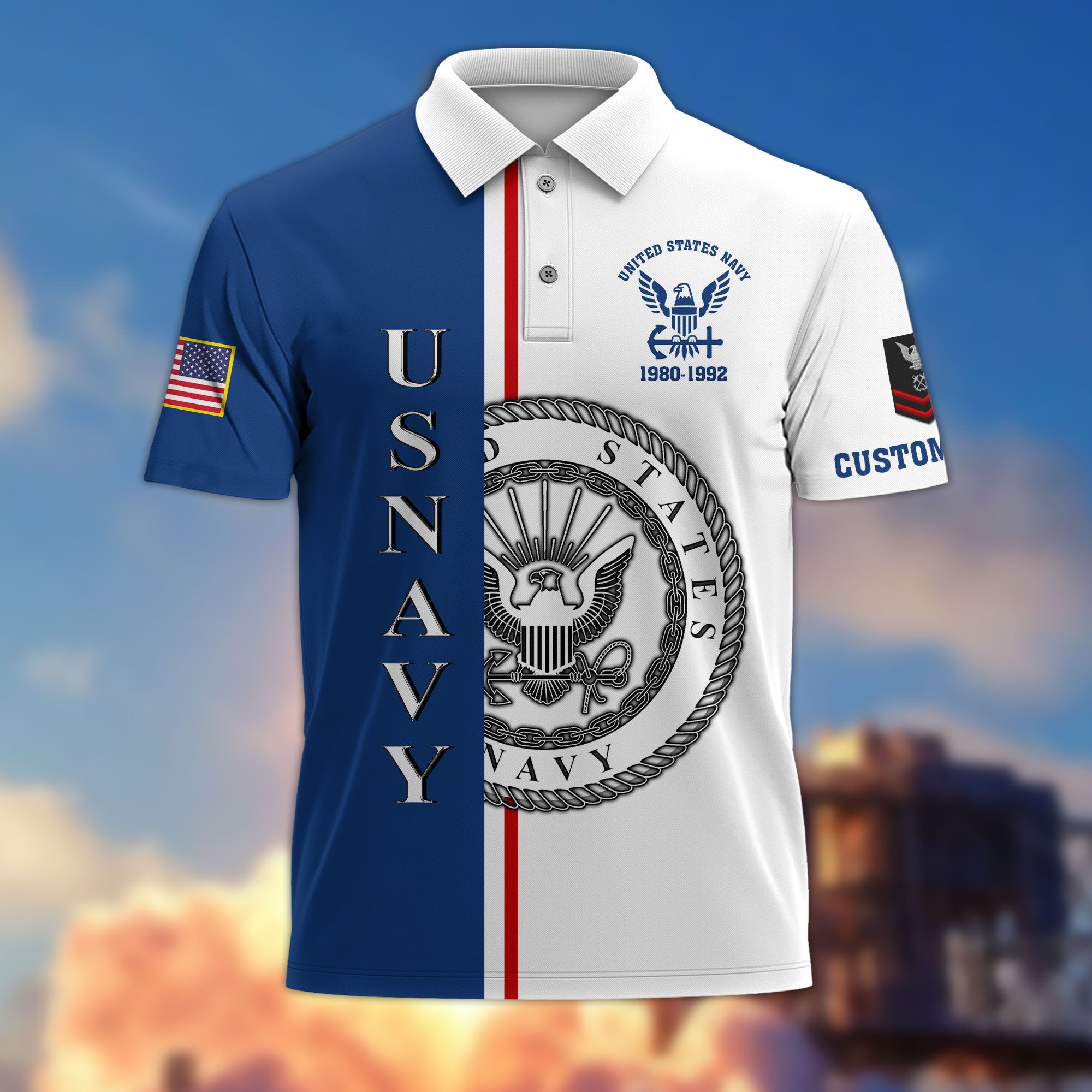 Unique Custom Name, Rank, Year US Navy Polo Shirt VPVC214702, Gifts For Navy Veteran, Best Gifts On Father's Day, Independence Day, Veterans Day.
