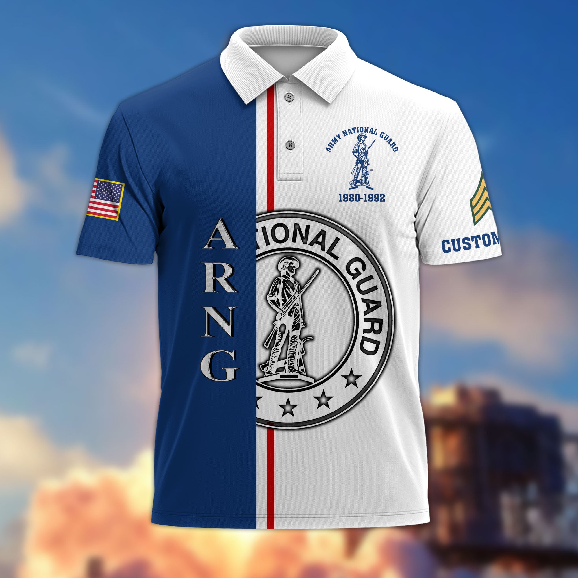 Unique Custom Name, Rank, Year, US Army National Guard Polo Shirt VPVC214708, Gifts For Army National Guard Veteran, Best Gifts On Father's Day, Independence Day, Veterans Day.