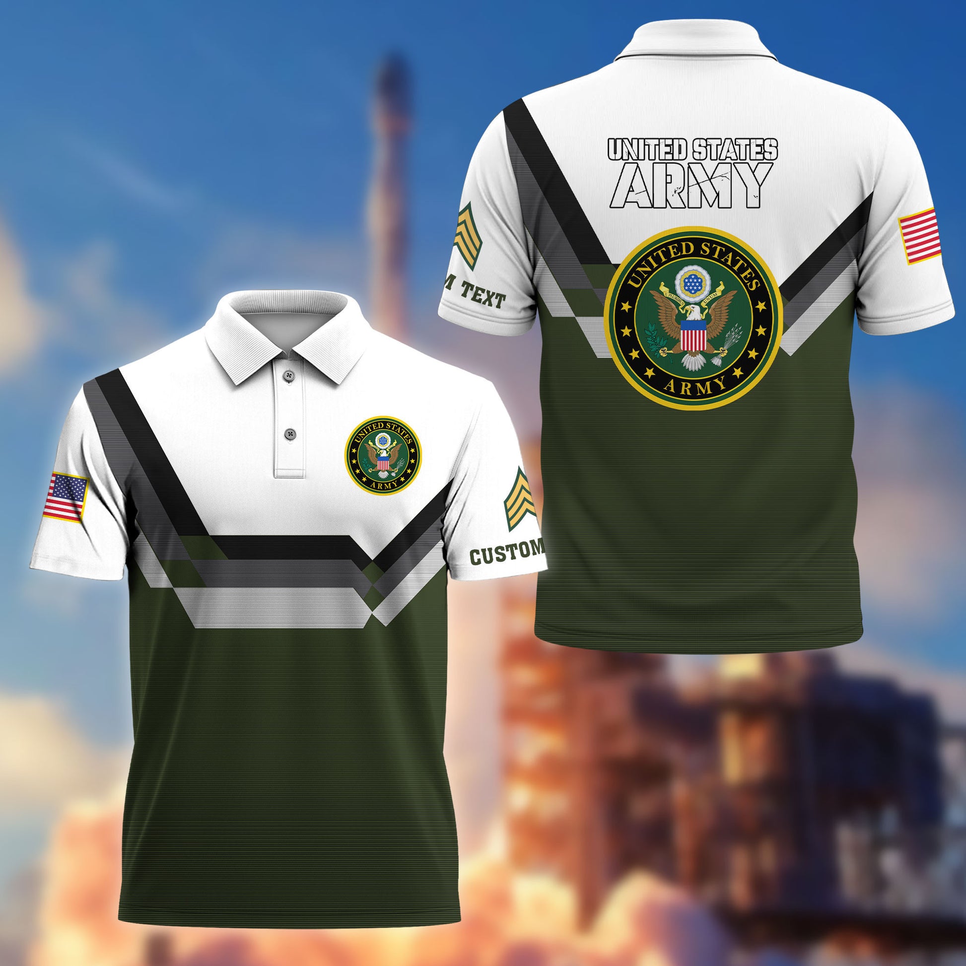 US Army Custom Polo Shirt VPVC214801, Gifts For Army Veteran, Best Gifts On Father's Day, Armed Forces Day, Independence Day, Veterans Day.