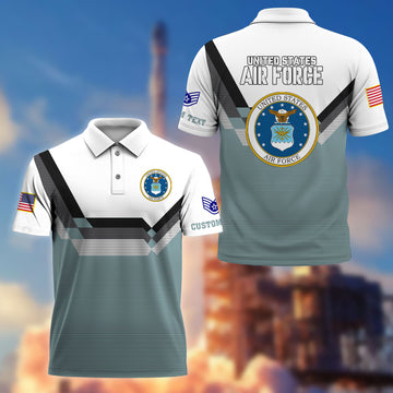 USAF Custom Polo Shirt VPVC214804, Gifts For Air Force Veteran, Best Gifts On Father's Day, Armed Forces Day, Independence Day, Veterans Day.