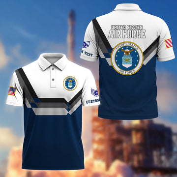 USAF Custom Polo Shirt VPVC214812, Gifts For Air Force Veteran, Best Gifts On Father's Day, Armed Forces Day, Independence Day, Veterans Day.