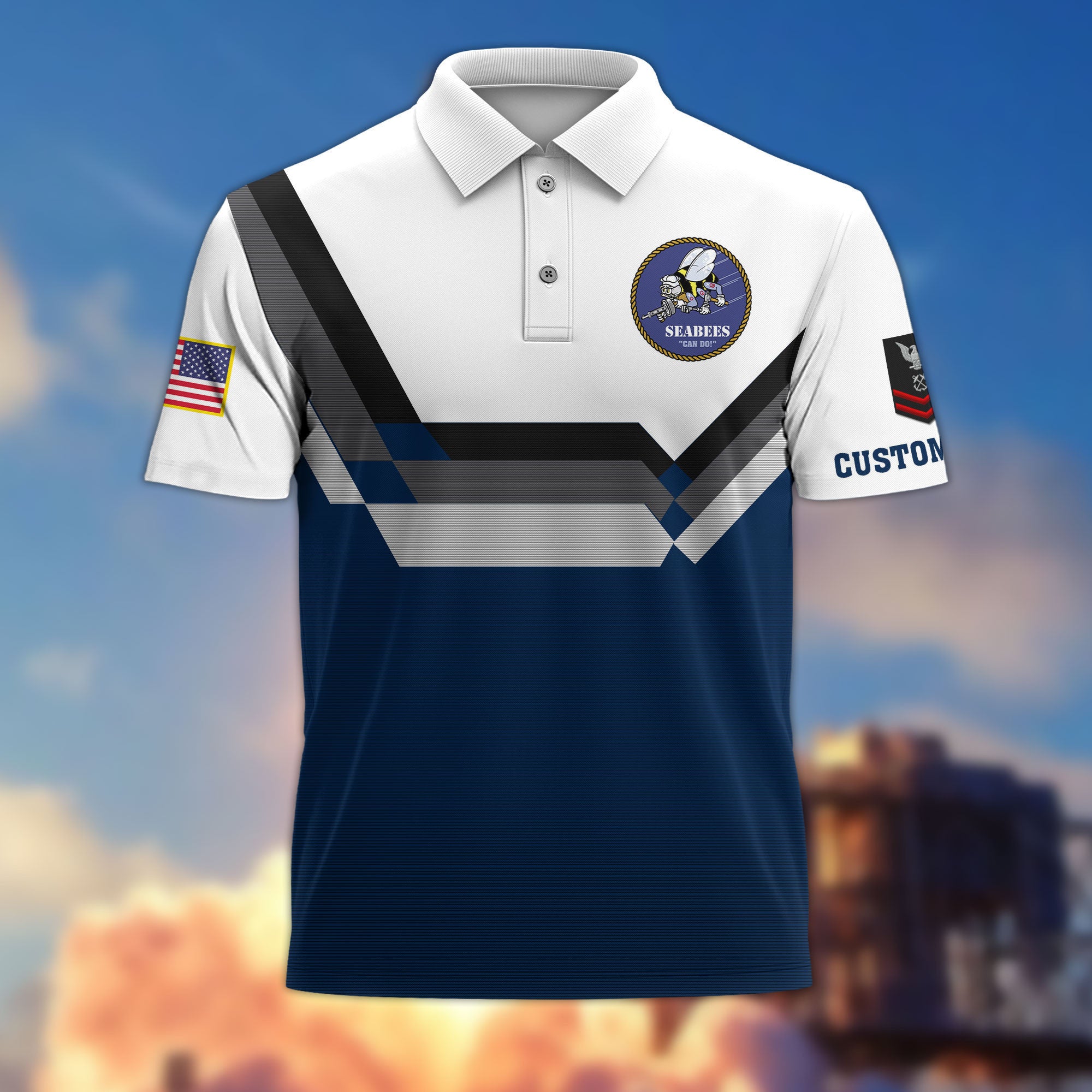 US Seabees Custom Polo Shirt VPVC214809, Gifts For Seabees Veteran, Best Gifts On Father's Day, Armed Forces Day, Independence Day, Veterans Day.