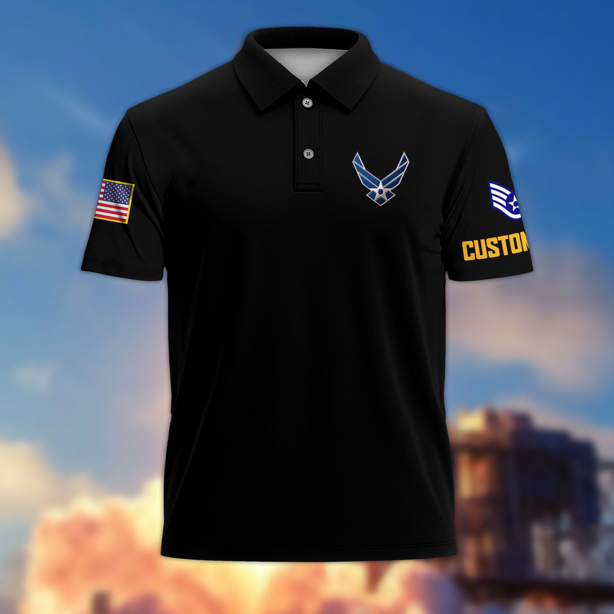 Unique Custom Name, Rank, Year USAF Polo Shirt VPVC215104, Gifts For Air Force Veteran, Best Gifts On Father's Day, Independence Day, Veterans Day.